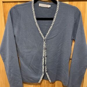 Magnolia Beaded  Italian Wool Cardigan Size Small